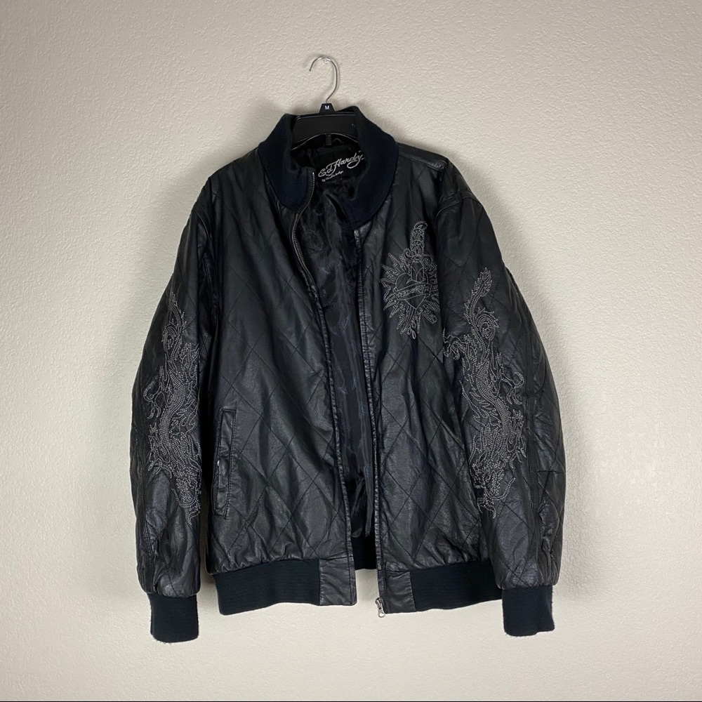 Ed Hardy By Christian Audigier Leather Jacket
